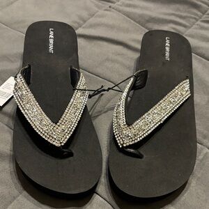 Lane Bryant Black Sandals with Rhinestones
